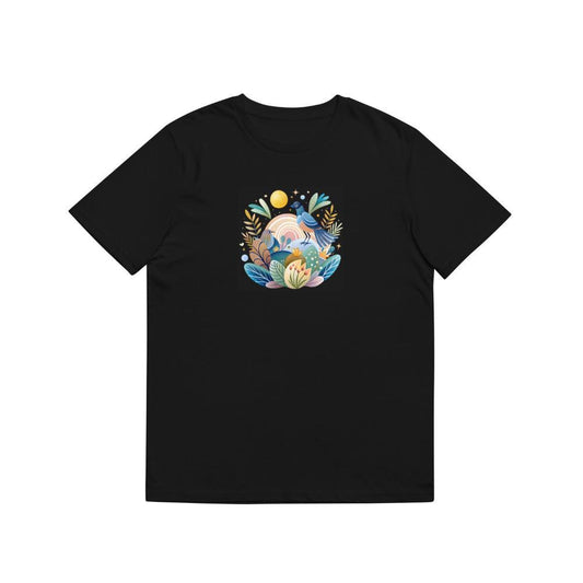 Colorful Bird Illustration with Foliage and Flowers T-Shirts